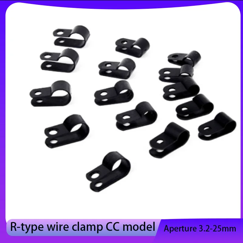 

10pcs Wiring fixing button R-type nylon clip, high-quality fixed wire buckle CC model, aperture 3.2-25mm