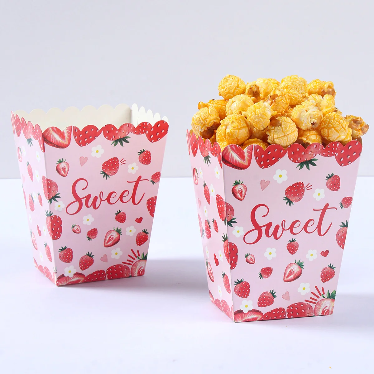 

Strawberry Theme Party Popcorn Boxes Strawberry Sweet Party Decoraton Wedding Baby Shower Kids Girls Birthday Party Supplies