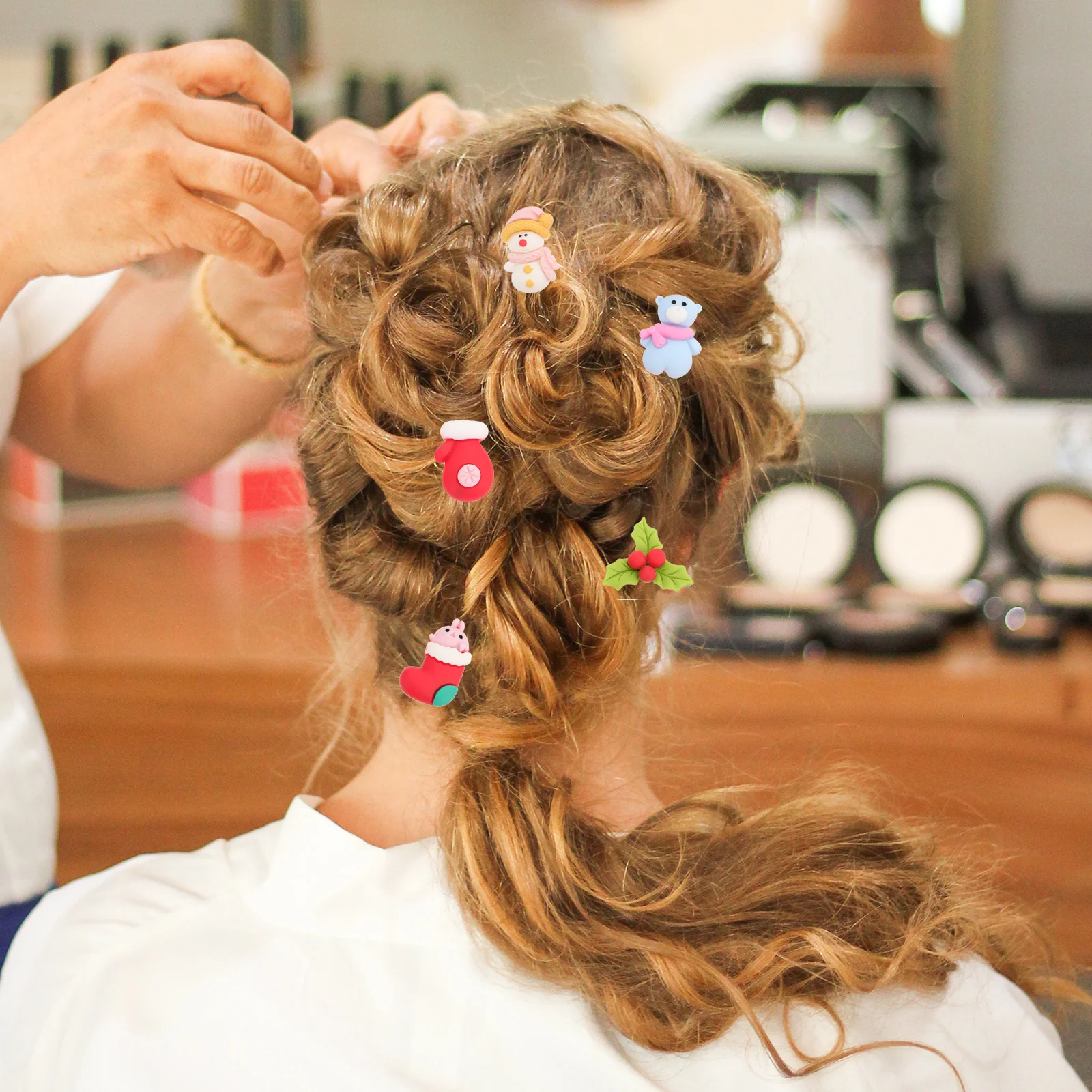 

20 шт., рождественские аксессуары для волос, подвески с плоской задней частью, ремесленные украшения, рождественская елка, снеговик, сделай сам, праздничный забавный декор, Рождественский шарм