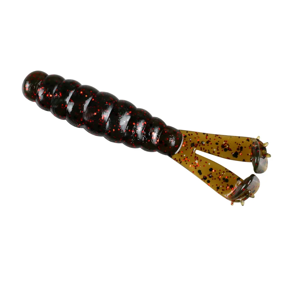 JOHNCOO 7 cm 3,1 g TPE Zwei T-Schwänze Weicher Köder Angelköder 6 Stück Künstlicher Wurmköder Wobbler Schwimmen Ned Rig