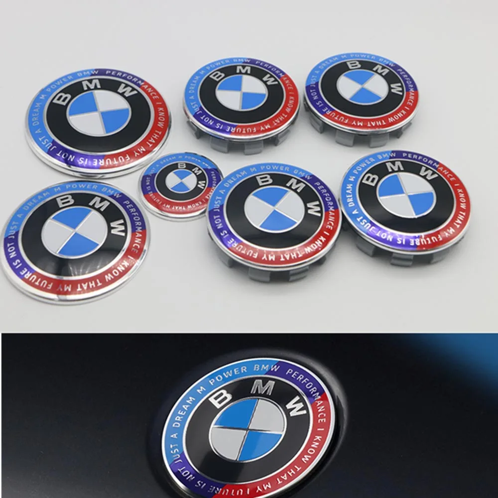 BMW Modified Front and Rear Logo Wheel CapsSuitable Car Logo 7pcs 50th Anniversary Special Limited Edition Joint Model