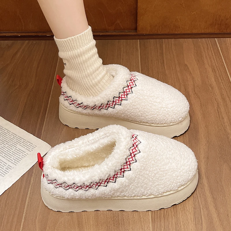 Women's Single Boots Winter New Thick Soled Short Plush Matching Color Snow Boots Fashion Comfort Increase Warm Cotton Drag