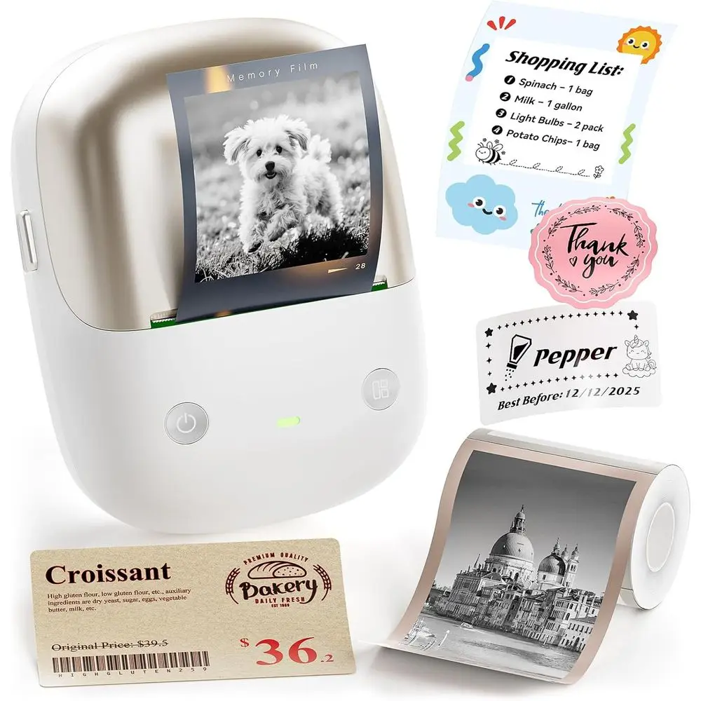 

Portable 300 DPI Thermal Label Printer for Crafting, Scrapbooking, and Home Organization