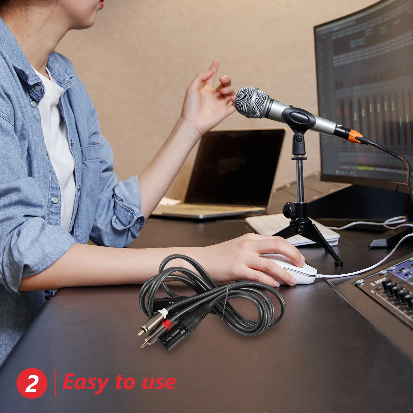 

2 Rca to 2 Xlr Male Audio Cable for Mixer Amplifier Connection Professional Balanced Sound Cord with Anti-Interference Design