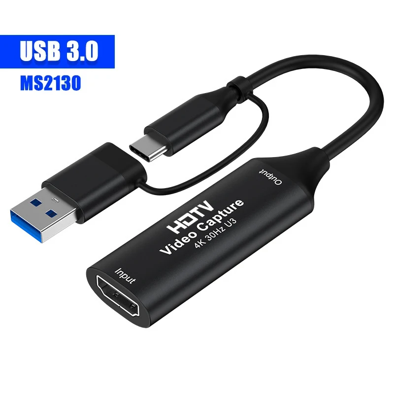 OllyMurs MS2130 Chip Typ C USB3.0/2.0 Capture Card 4K HDTV Video Grabber 1080P Game Recording Live Streaming für PS4 Xbox 4