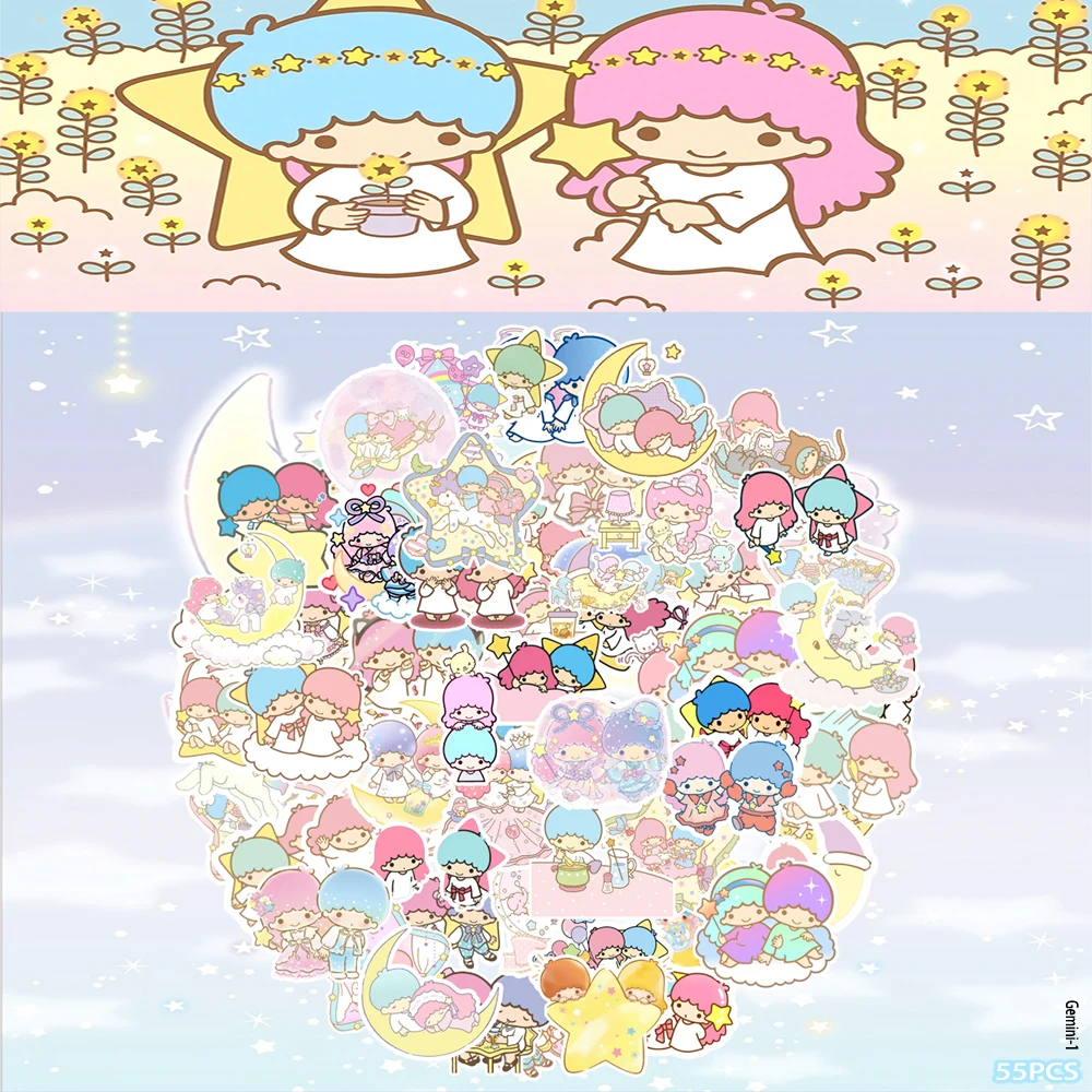 55개 일본 귀여운 쌍둥이자리 주변 캐릭터 스티커 DIY 기타 여행가방 스티커