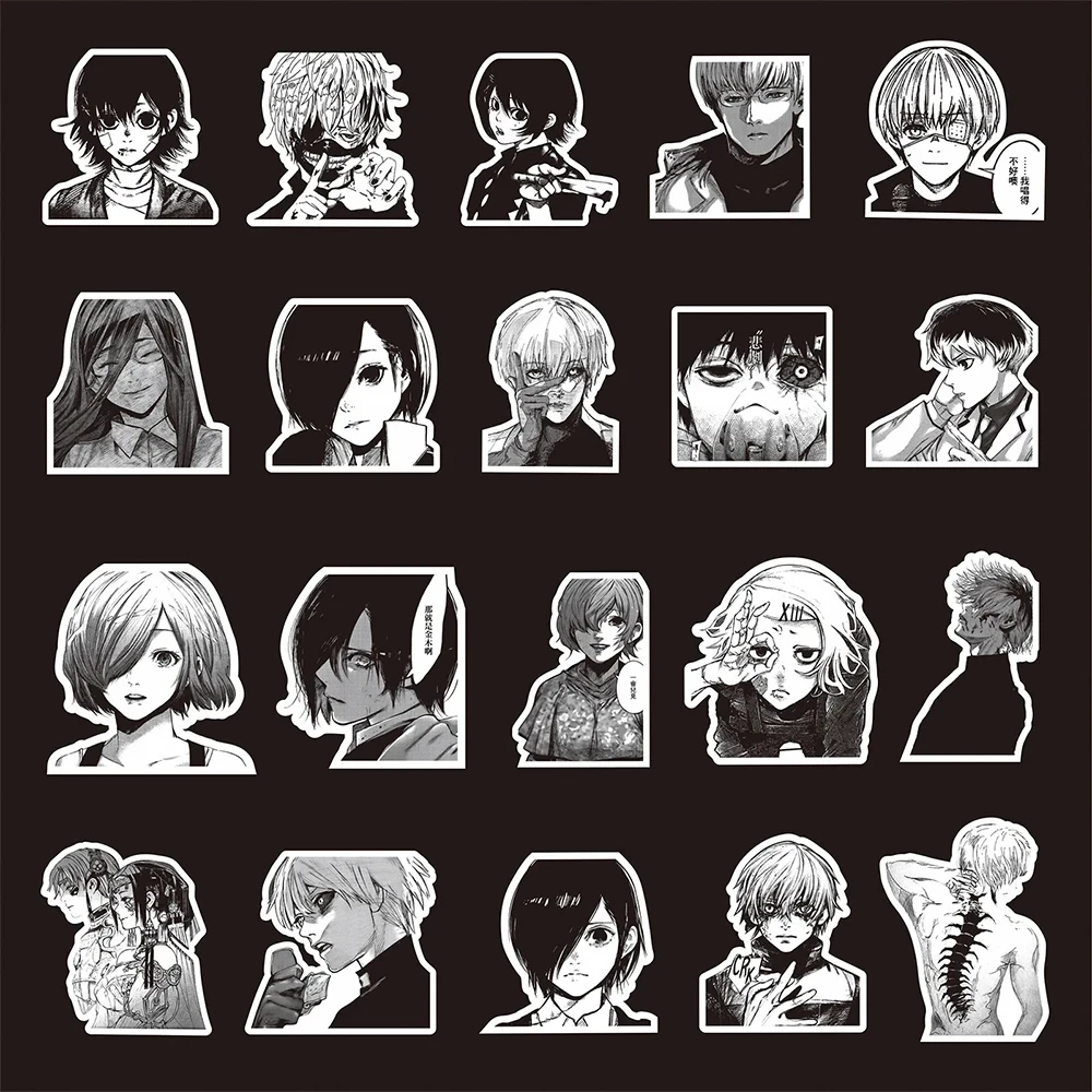 10/30/70pcs Kaneki Ken Tokyo Ghoul Anime Stickers Cool Black White Graffiti Decals for Phone DIY Suitcase Car Kids Sticker Toys