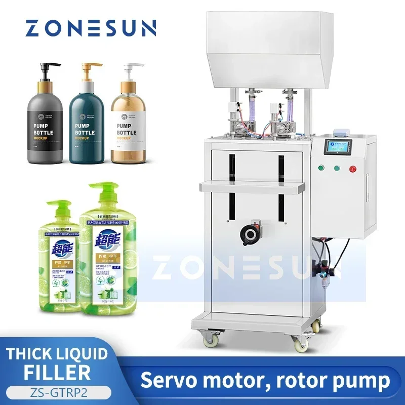 ZONESUN آلة تعبئة الزجاجات السائلة السميكة حشو زيت الطعام المنظفات الشامبو مستحضرات التجميل لصق الدوار مضخة محرك معزز ZS-GTRP2