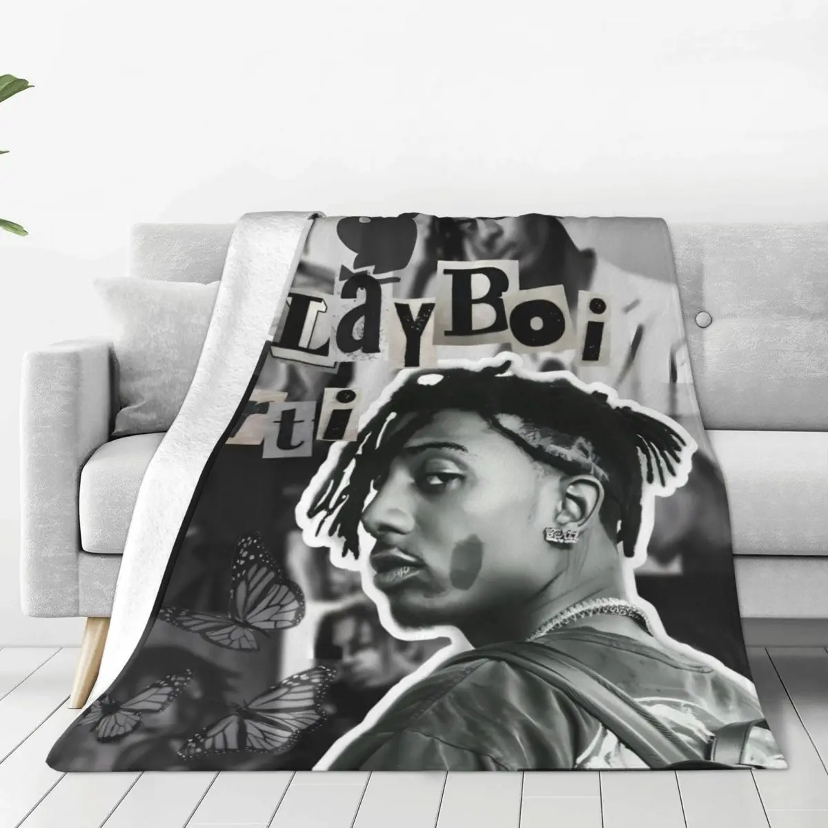 P-Playboi Carti Flannel Blanket Quality Soft Durable Music Rapper Bedding Throws Winter Camping Bedroom Print Bedspread