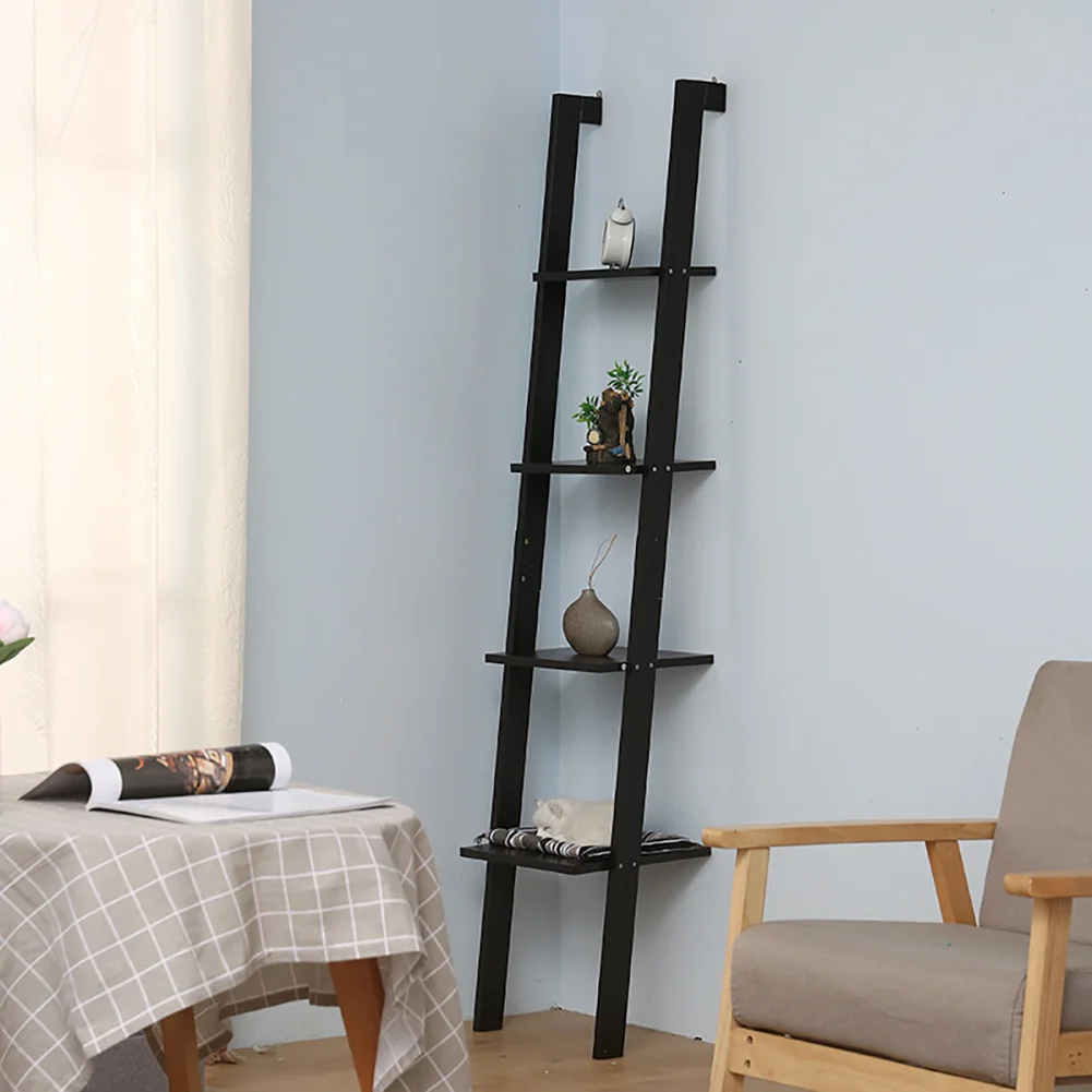 4 Tier Wall Storage Display Shelf, Black