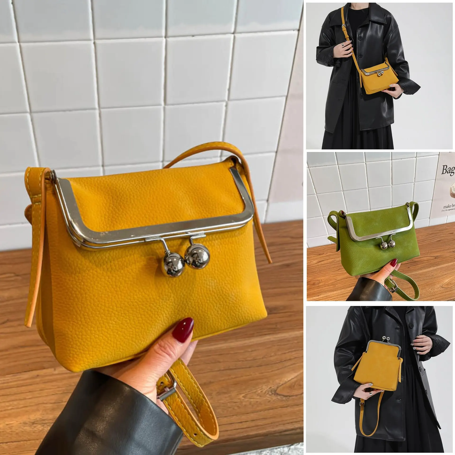 

Сумка через плечо на одно плечо, винтажная, нишевая, складная, с застежкой-клипсой, женская, модная, с индивидуальным дизайном, универсальная, с элементами комбинированного дизайна