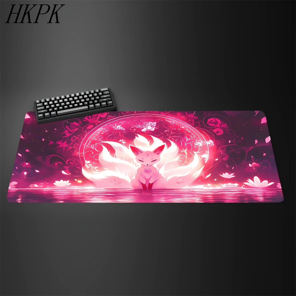

Large Cute Anime Pink Fox Desk Mat Mouse Pad Gaming Gamer Speed Table Mat Office Accessories Keyboard Laptop Non-Slip Mousepad