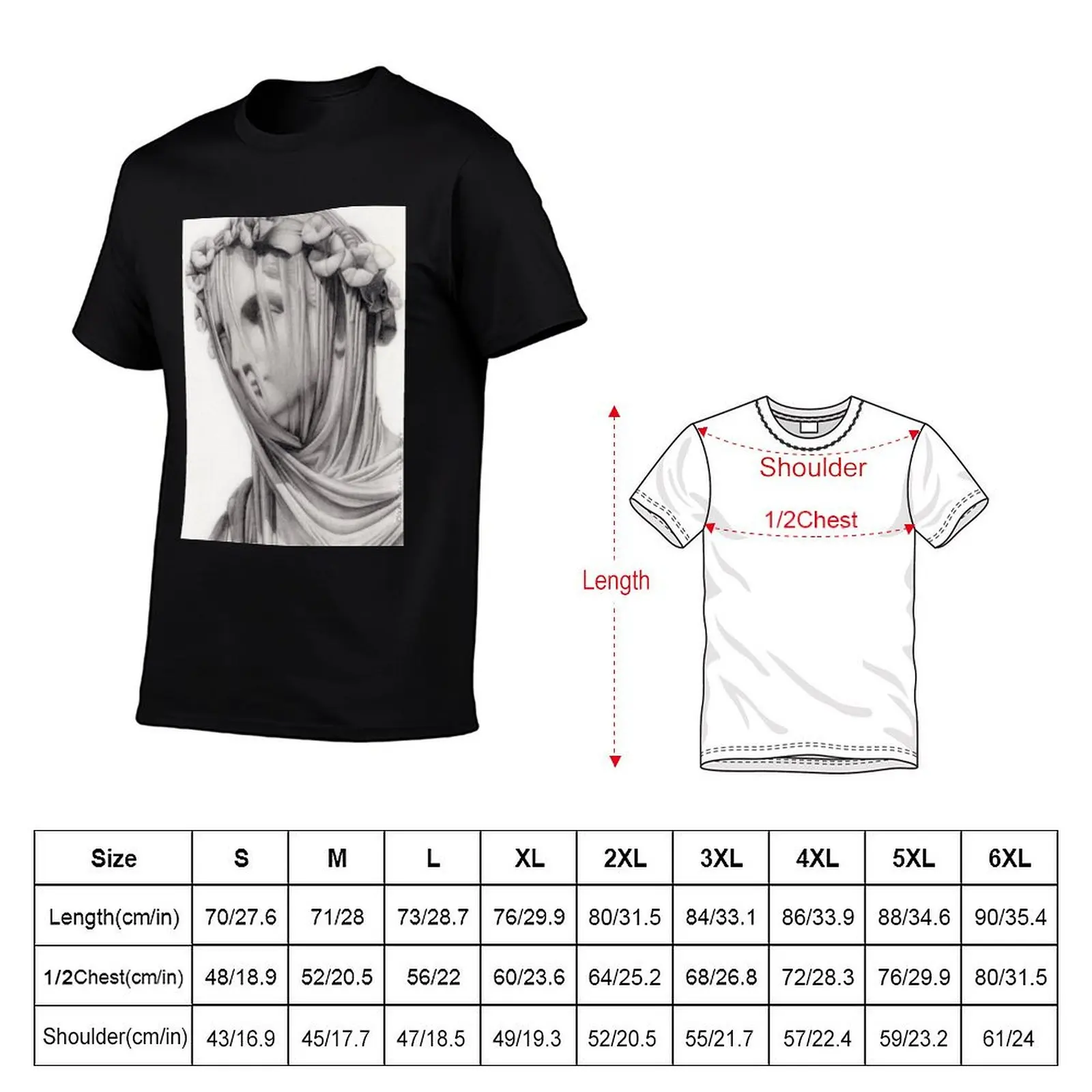 package t for funny black T-Shirt man designer Veiled dark t-shirt shirts cotton shirt Marble t Statue humor plain man
