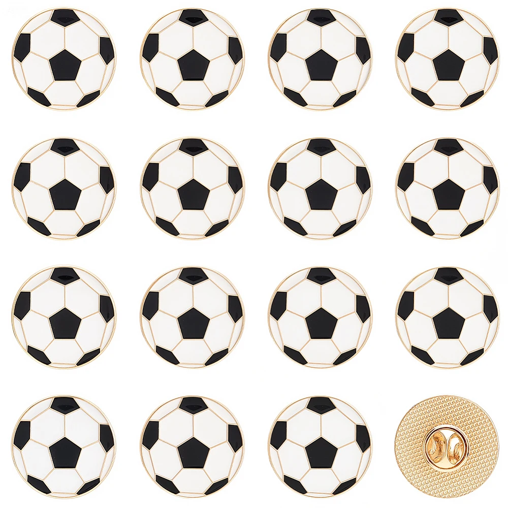 1 Box 16Pcs Soccer Enamel Pin Sports Brooch Pins Gold Alloy Sport Balls Big Five Football Leagues in Europe Themed Lapel Badge