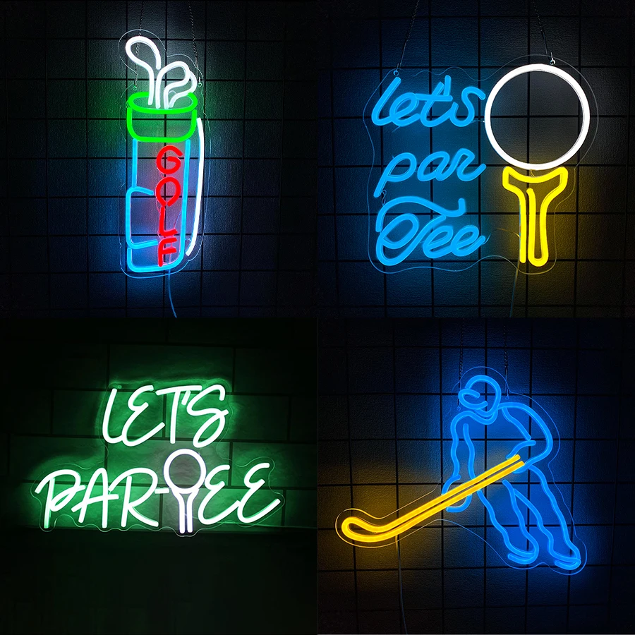 علامة نيون من سلسلة رياضية لديكور الحائط، ضوء نيون LED لديكور نوادي الجولف، غرفة الألعاب، الصالة الرياضية، غرفة الرياضة، كهف الرجل، أفضل هدية للمراهقين