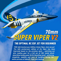 FMS Ducted Fan EDF 70mm Viper Jet Trainer Blue 6CH with Retracts Flaps PNP RC Airplane Model Plane Aircraft 15th Anniversary