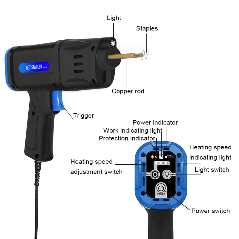 110-220V Hot Stapler Car Bumper Repair Plastic Welding Gun Plastic Repair Kit EU Plug Repair Tools