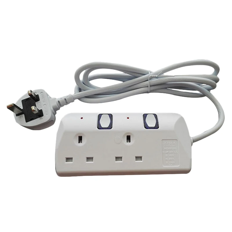BUY A1679Z2 Way Extension Lead with Switches Portable White in Home 2M/6.6FT 13A Extension Cable(UK Plug)