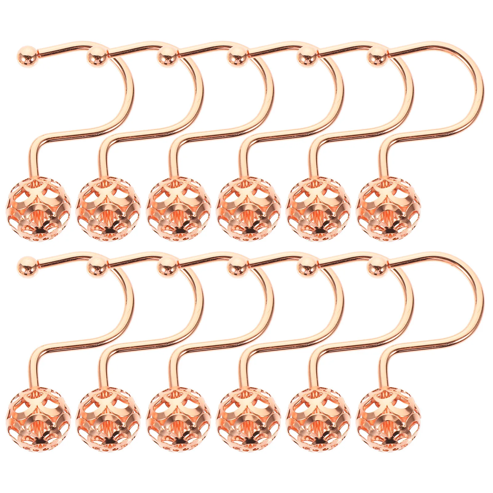 12Pcs Shower Curtain Hooks Metal Rings Easy Install Glide Shower Rod Hooks Bathroom Curtain Accessories Semicircle Rings