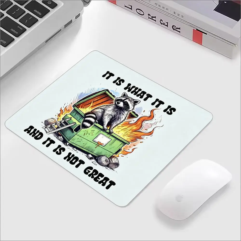 Funny Meme Raccoon Mouse Pad Square Computer Accessories Office Game Table Mats Rubber Anti-slip Mousepads Small Decor Desk Pads