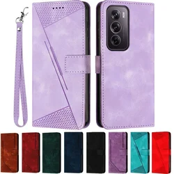 For Coque Reno 12 Pro Case Solid Color Leather Wallet Phone Cover on For Funda Oppo Reno12 Reno 12 Pro 12Pro Magnetic Flip Case