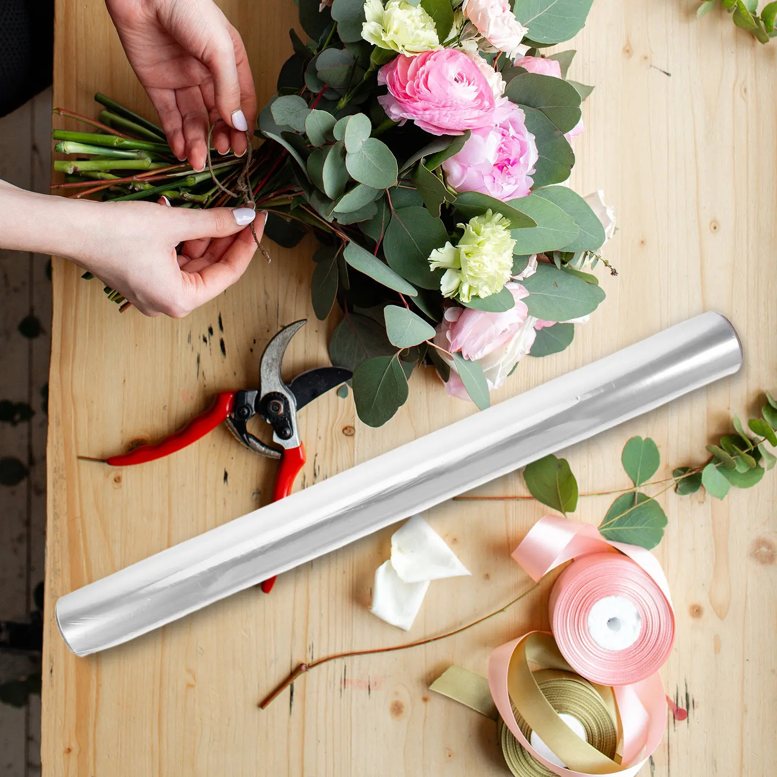 1ロール入り、透明なセロハン包装紙。高級素材を使用。ギフト、 - Cellophane Wrap Clear のレビューと価格