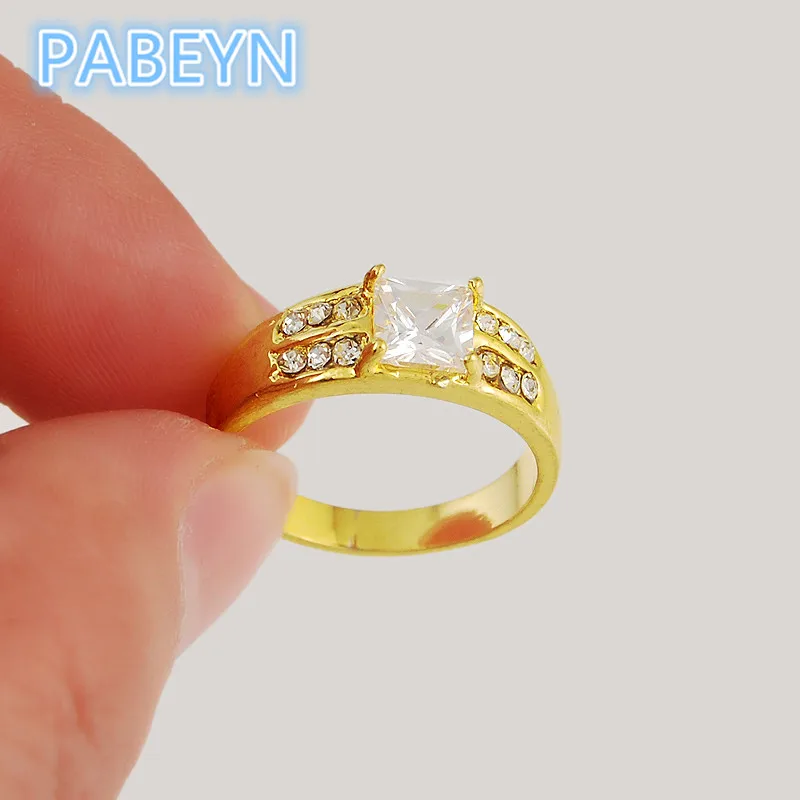 24K Gold Rings Korean Gold Plated Zircon Rings Women & Men Glamour Engagement Jewelry Gifts