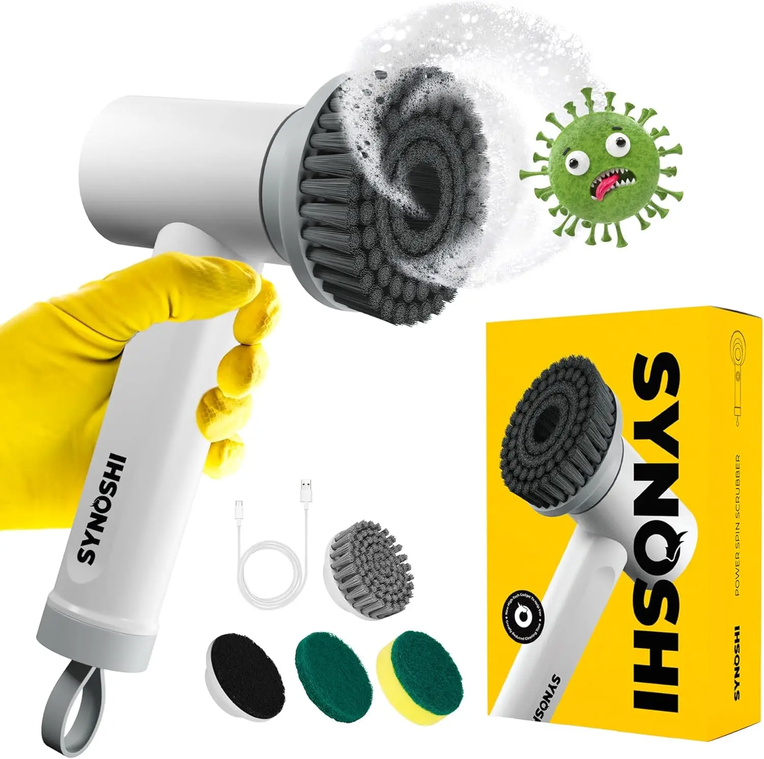 

Electric Spin Scrubber with 3 Heads, Cordless Waterproof Shower Brush for Bathroom, Tile, Cars, Floor Cleaning