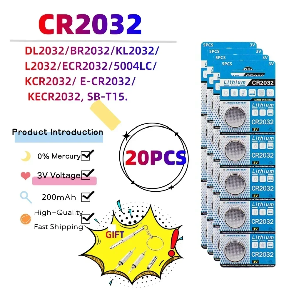 20 adet 3 V 200 mAh CR2032 Madeni Para Hücreleri Piller CR 2032 DL2032 BR2032 KL2032 ECR2032 Lityum Düğme Pil Izle uzaktan anahtar