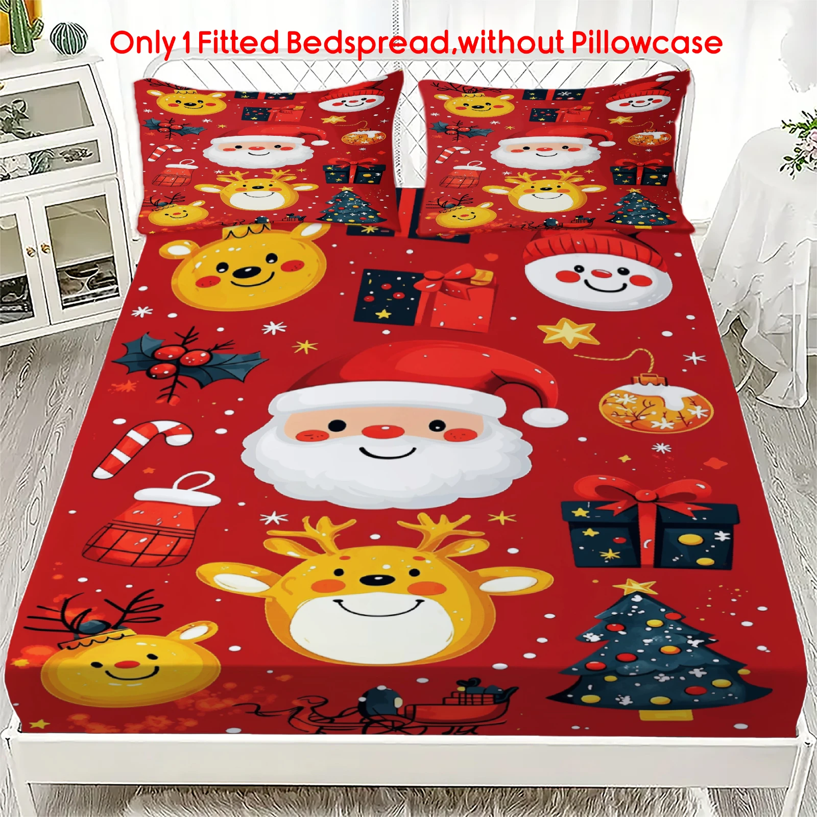 Fitted Bed Sheets Deep Pocket - 1 buah penutup kasur Natal, penutup