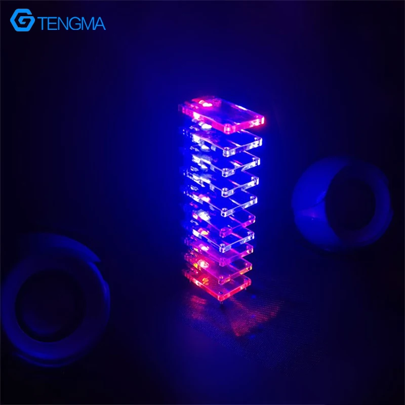 Sound Control Electronic Crystal Column Production Light Cube LED DIY Production Practice Sound Control Music Spectrum Kit