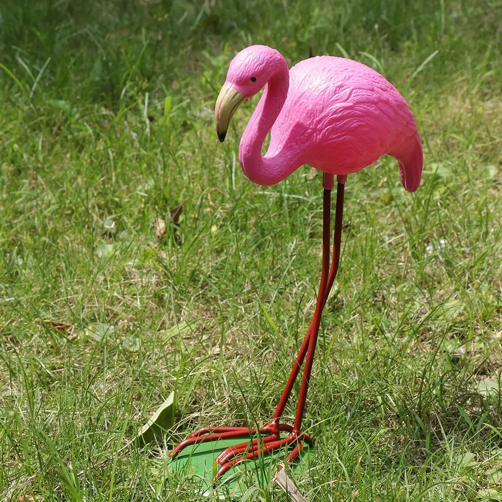 Flamingo Lawn Decor Plastic Animal Sculpture Bright Rose Red Ornament for Outdoor Home Garden