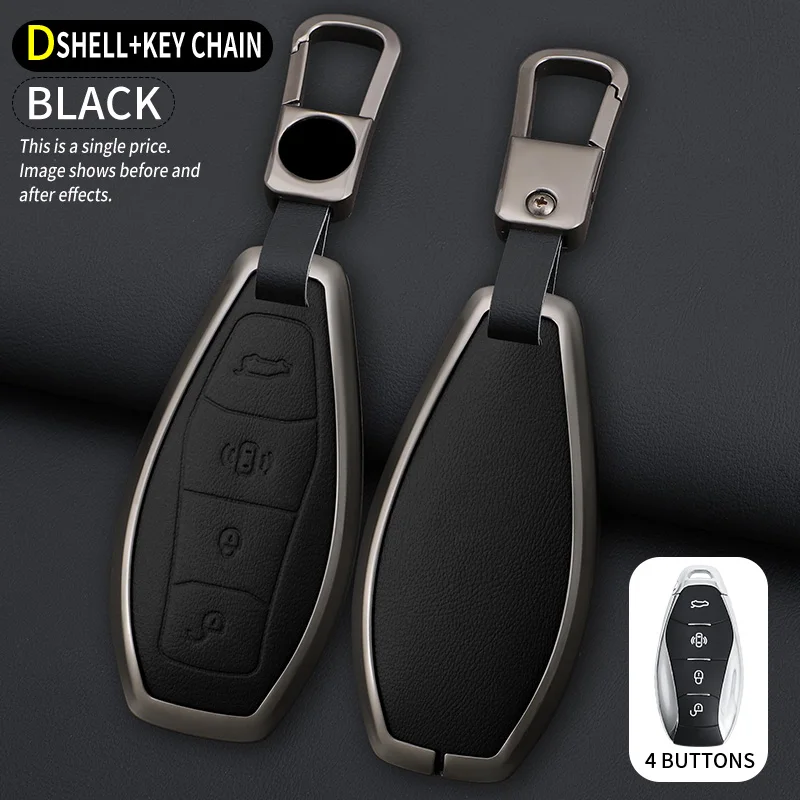 For Hongqi H5 HS5 H6 H9 HQ9 HS3 Metal leather full package keycase personalized keychain protective case 4