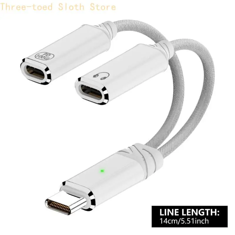 USB C Kopfhörer Ladeadapter Typ C 2 in 1 Splitter Kabel Draht HiFi Sound E74A – Detail 6