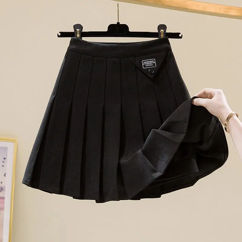 

A-line Skirt Pleated Solid Color Fashion Fashion Office Lady Simplicity Streetwear Sweet Young Style Patchwork Women Clothing