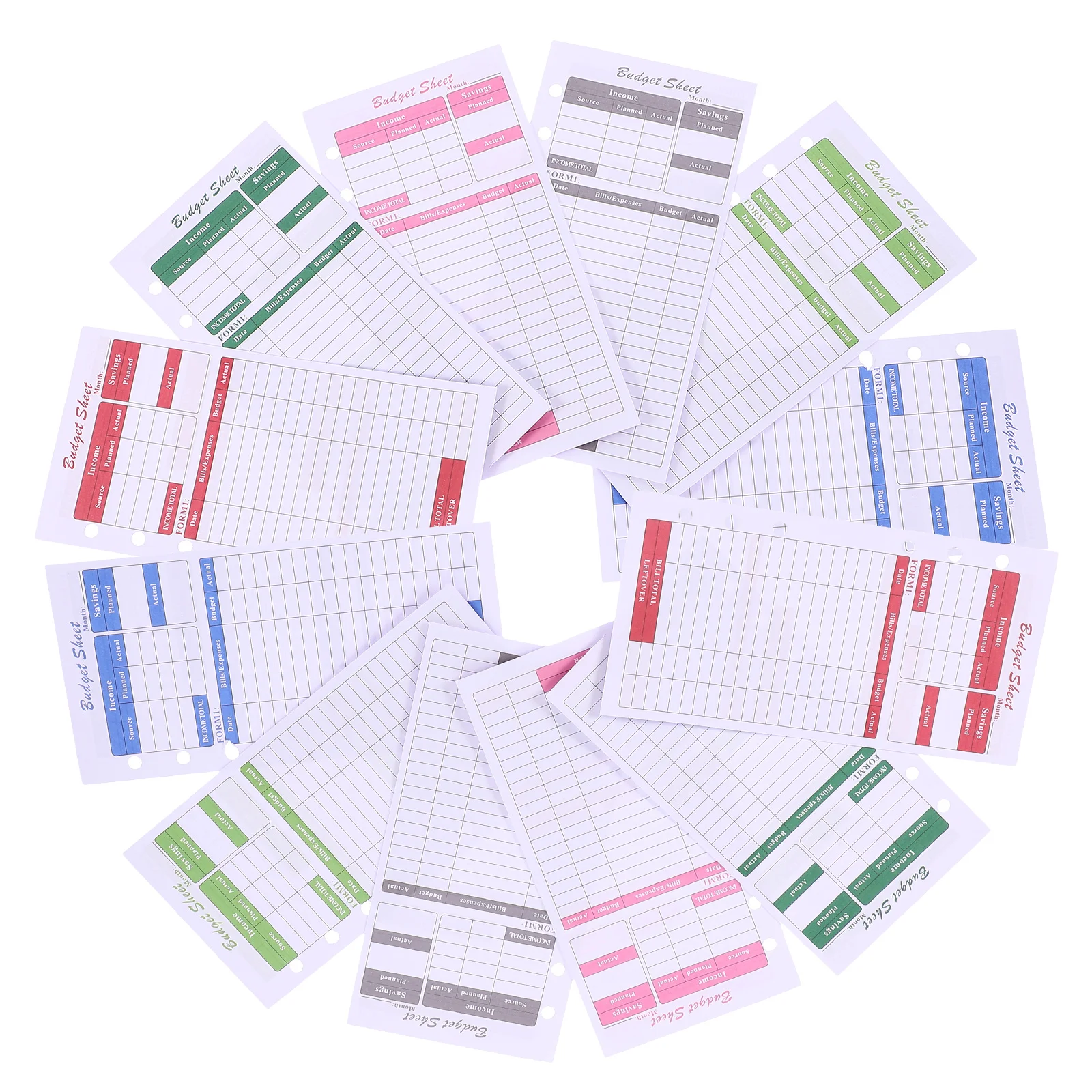 

12 Sheets Spending Budget Card Budgeting Calendar Business Envelopes Binder Clips Portable