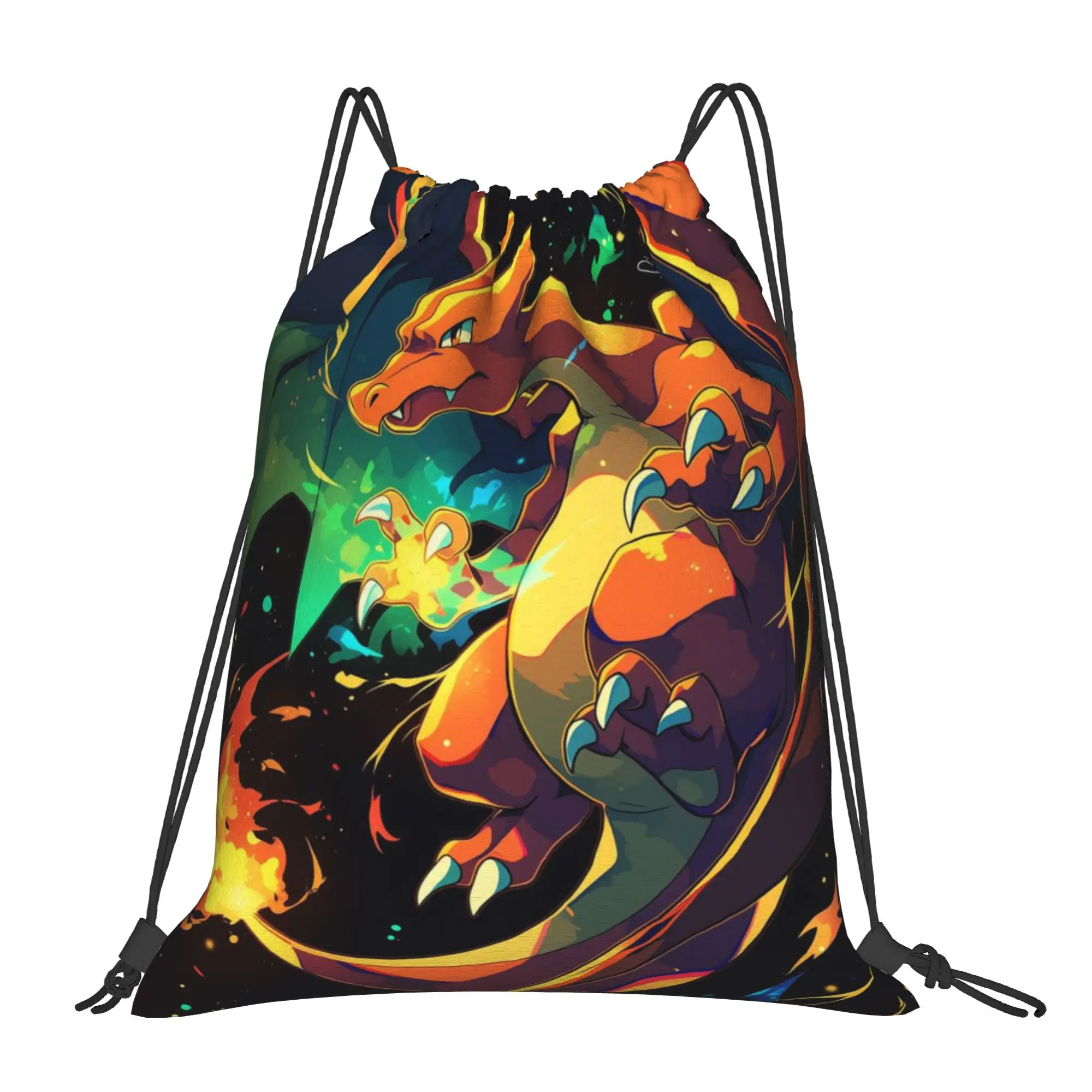 For travel Pouch pokemon Charizard Kawaii Drawstring Bags School Shoe Clothes Storage Multi-function Teen Portable Rucksack