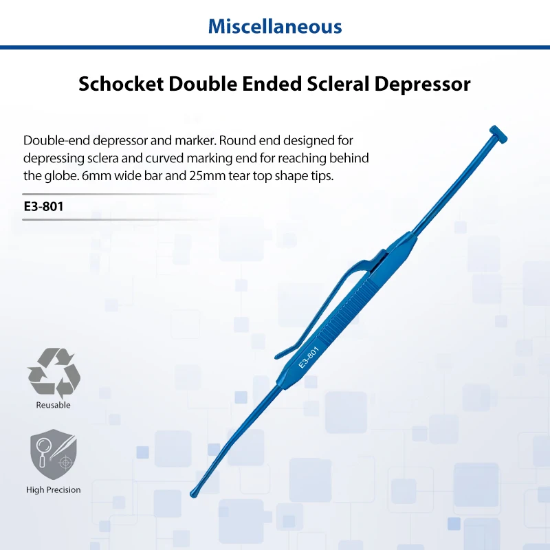 Schocket Double‑Ended Scleral Depressor With Pocket Clip Titanium Alloy Ophthalmology Instrument For Retinal Eye Surgery