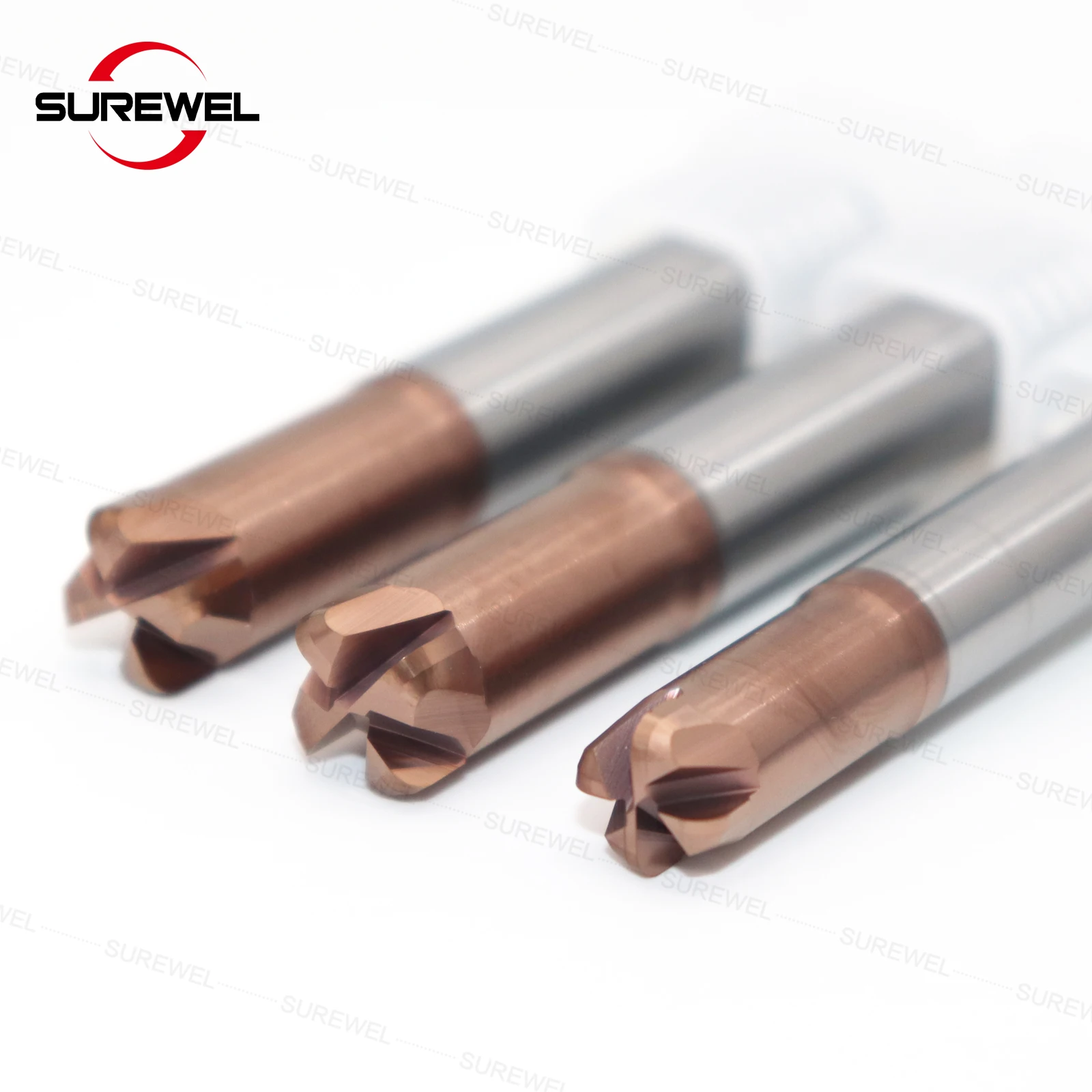 SUREWEL HRC60 คาร์ไบด์ Quenching วัสดุ Hi-Feed เครื่องตัด CNC เครื่องมือเหล็กทังสเตน Endmill 6R1.5 8R2 12R2 เครื่องจักรกลหยาบ