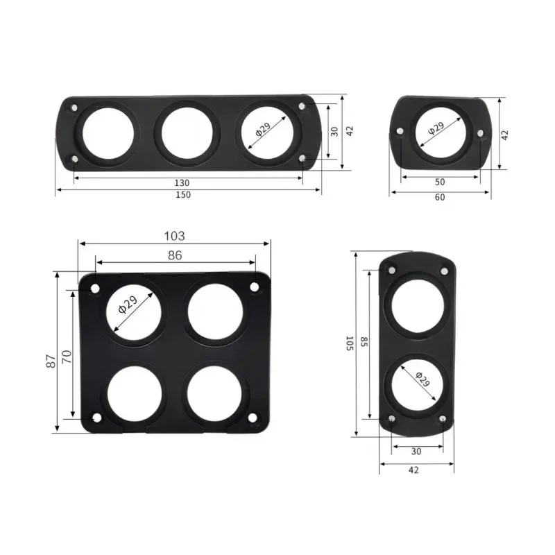 1/2/3/4 DIY Car USB Charger Switch Voltmeter Panel Voltmeter Power Outlet Socket Panel Mount Holder for Marine Cigarette Lighter