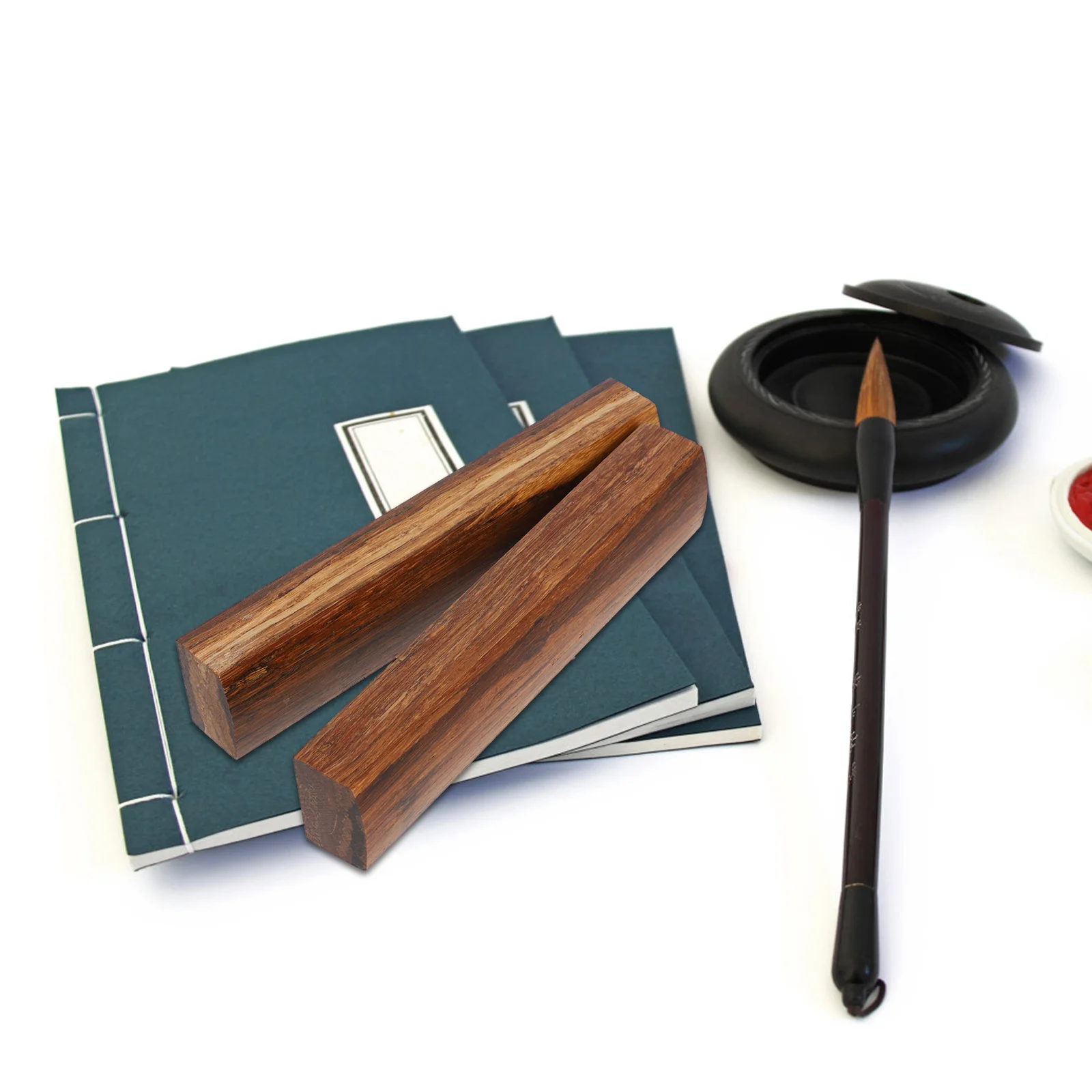 

2pcs Bamboo Paperweights Vintage Calligraphy Tool Smooth Finish Windproof For Chinese Calligraphy Painting Practice Students