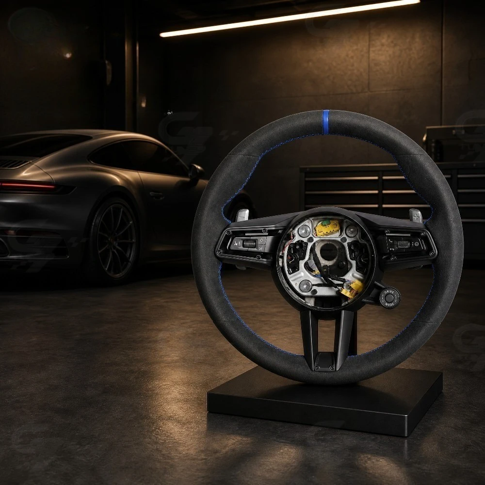 Blue Label Suede Steering Wheel For Porsche 911 GT3 718 Cayenne Macan Panamera 971 976 9YA.2 992 991.2 982 95B 972.1 958.2