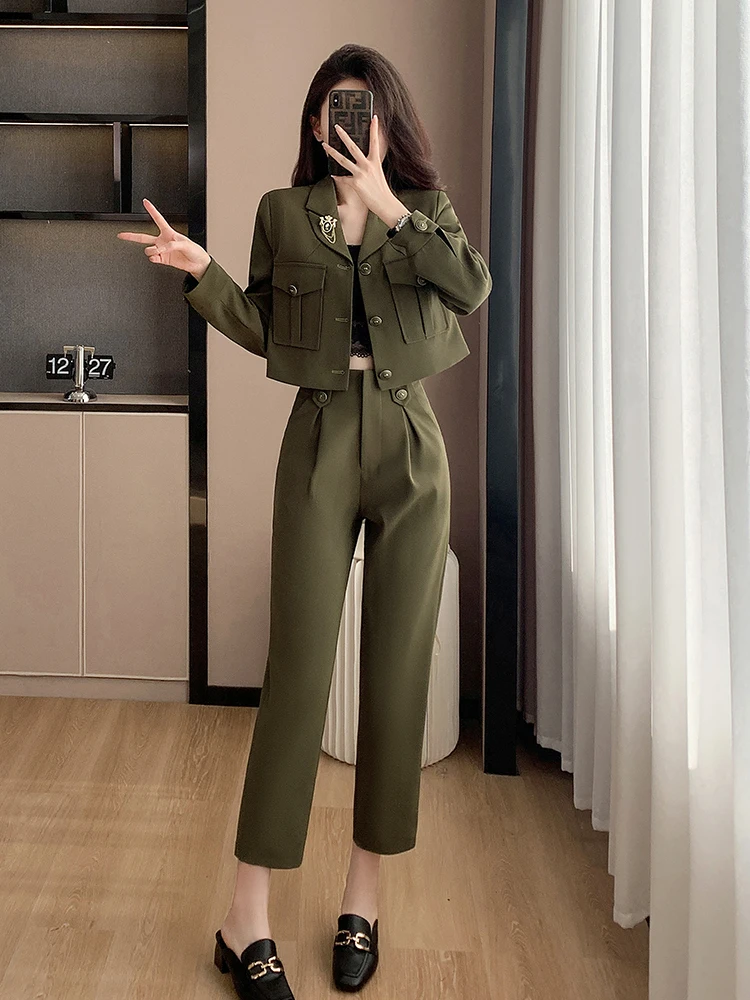 

Fashionable Small Fragrance Style Suit Set Women's Casual Three-Piece Suit Spring Autumn High-End Elegant Lady Short Pants