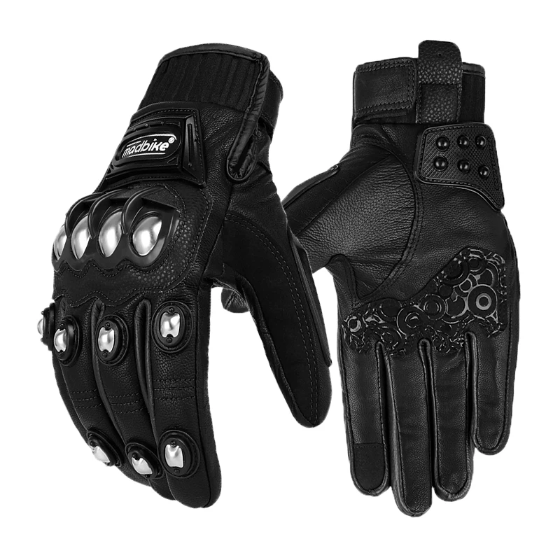 Guantes transpirables de cuero genuino con pantalla táctil Para motocicleta, Guantes de carreras Para montar en Moto, venta al por mayor