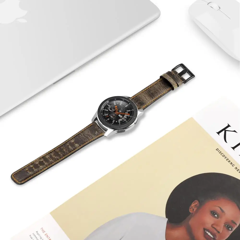 22mm Leather band for Samsung Galaxy watch 6/4/5/pro/classic/Active 2 20mm Retro bracelet Huawei/Amazfit GTR-GTS 4-3-2e strap
