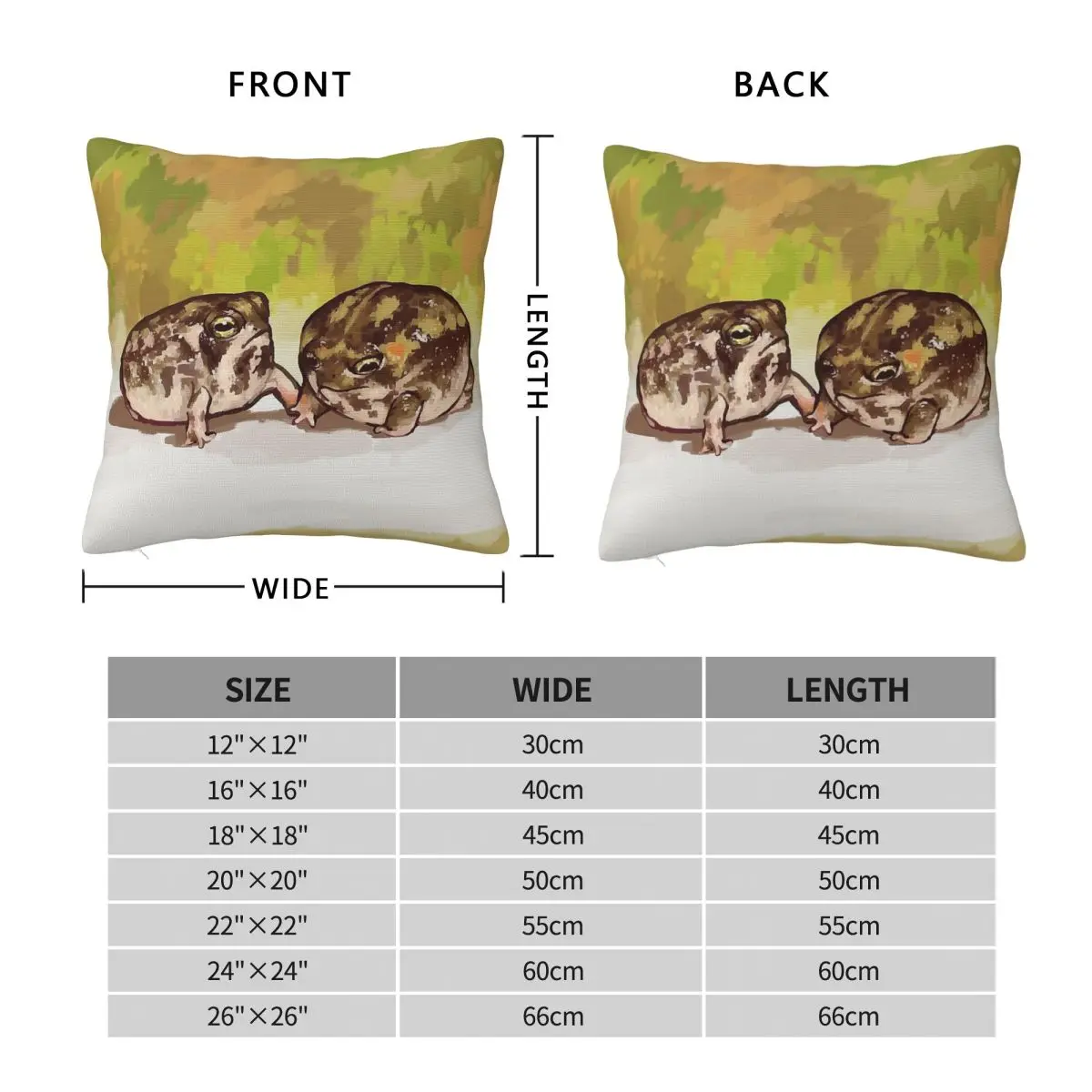 Desert Rain Frogs Square Pillowcase Polyester Linen Velvet Pattern Zip Decorative Sofa Seater Cushion Case