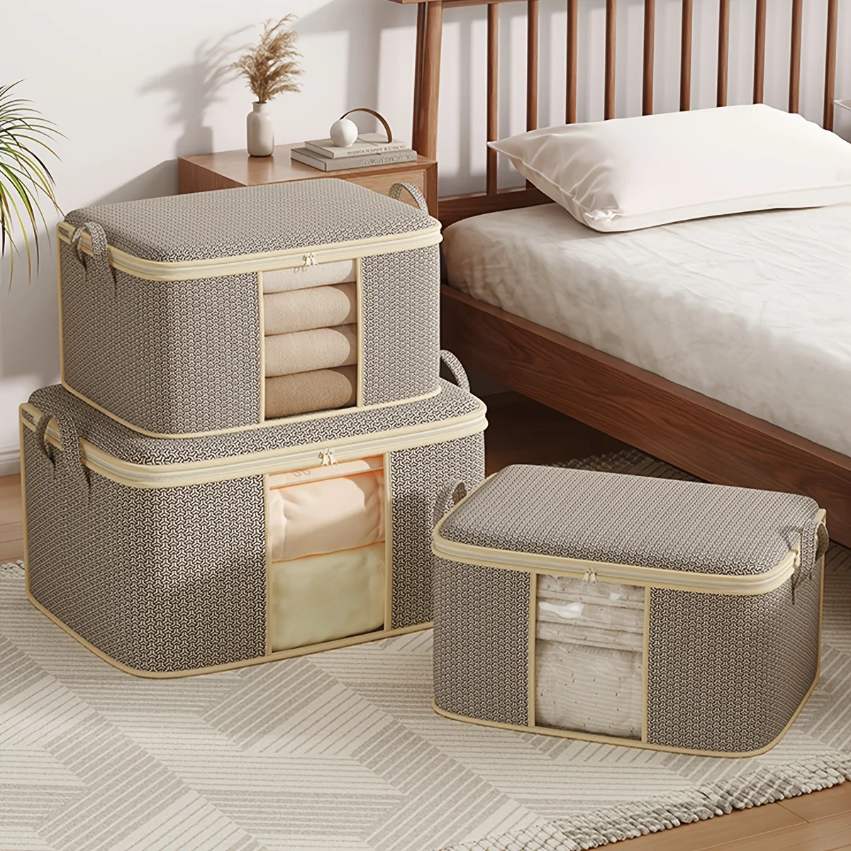 

Пыленепроницаемая сумка для хранения одежды и одеял большой емкости, подходит для домашней уборки и хранения под кроватью