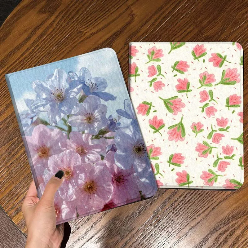 

Blue Pink Cherry Blossom Tablet Case For Apple iPad Air Pro mini 1 2 3 4 5 6 7 8 9 11 M2 M3 M5 M4 5th 6th 7th 10th 11th Gift