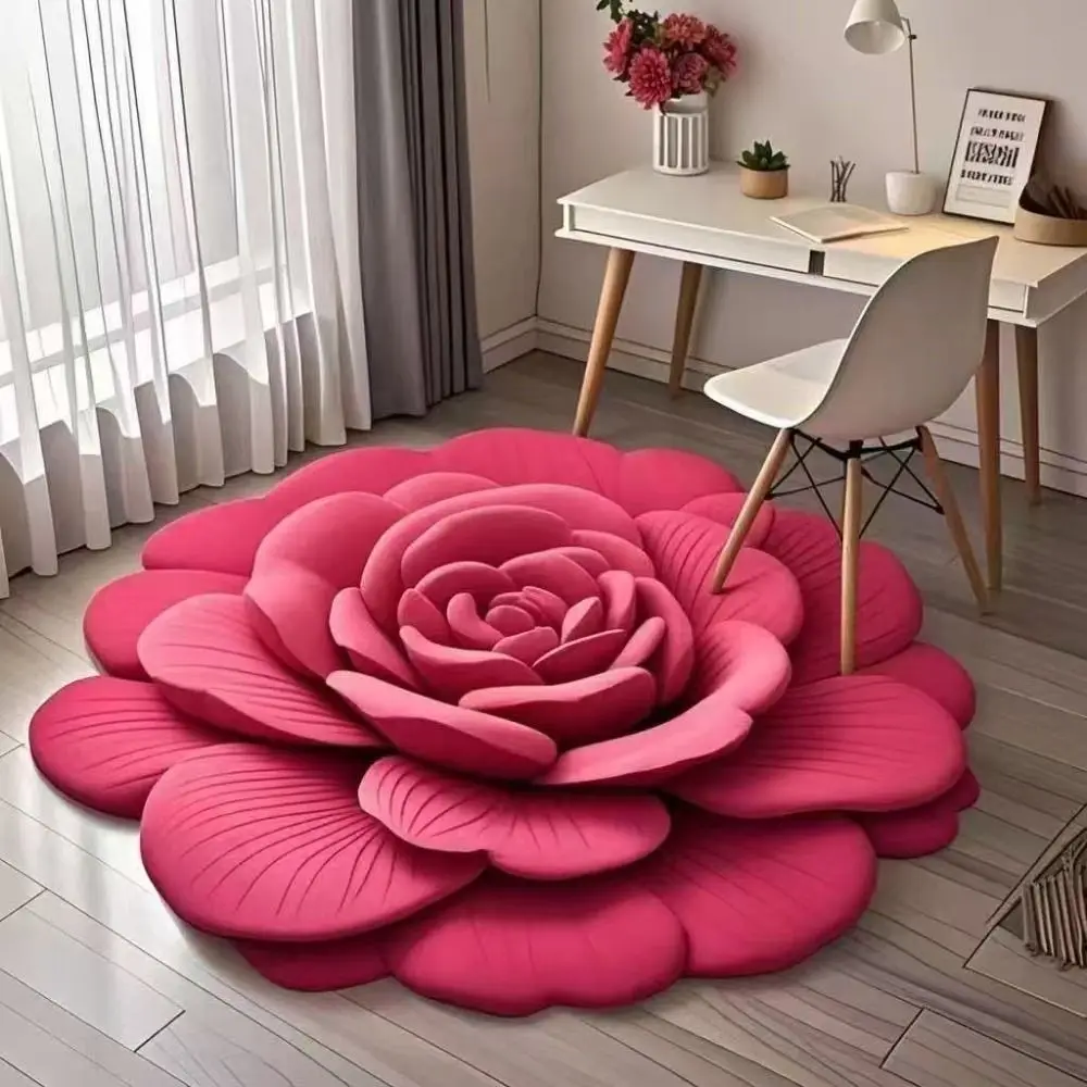 Special-shaped Flower Carpet Soft Absorbent Bathroom Floor Mat 60x60cm Non-slip Blanket for Living Room Tea Table Bedside