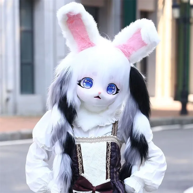 Меховой костюм, гарнитура для косплея, пушистый костюм, основа для головы лапы Comiket, пушистый комплект, кигуруми, животное, кошка, кролик, кукла, маска зверя, косплей Cos #   1